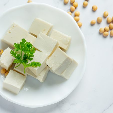 Tofu made from soybeans Food nutrition concept.